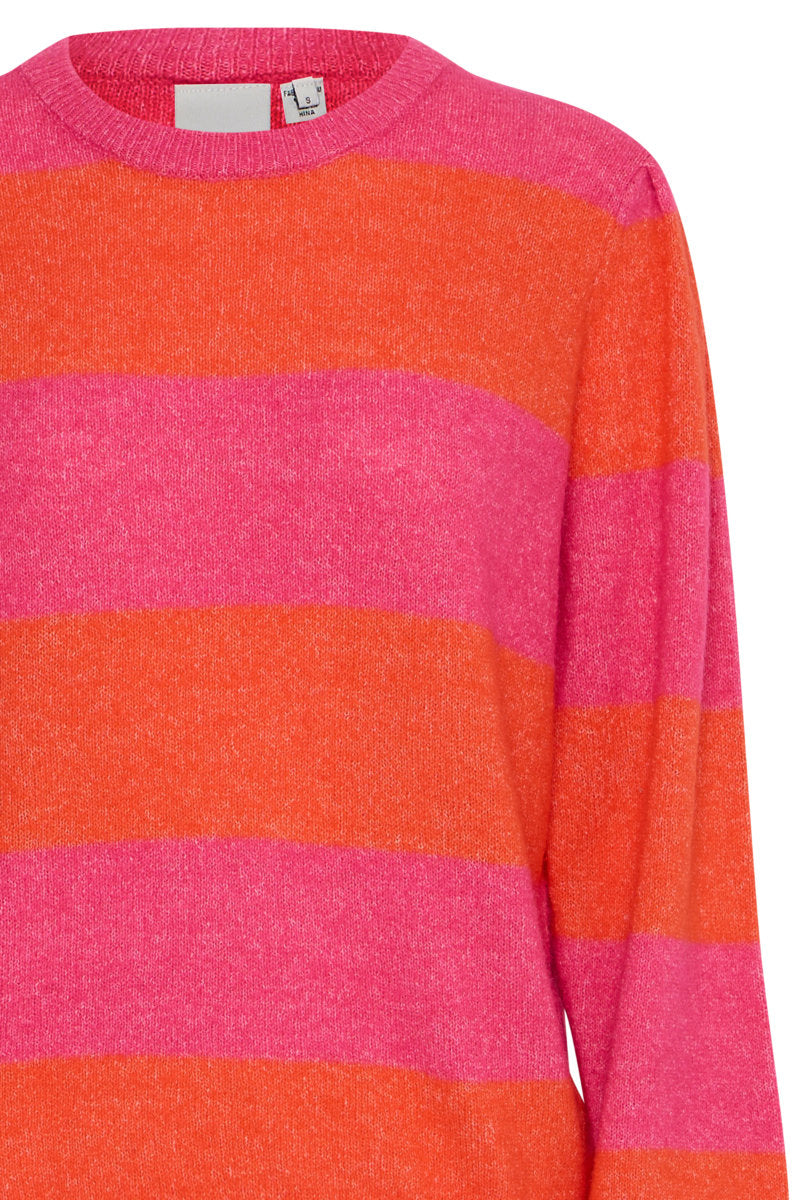 Dusty stripe jumper, pink and orange