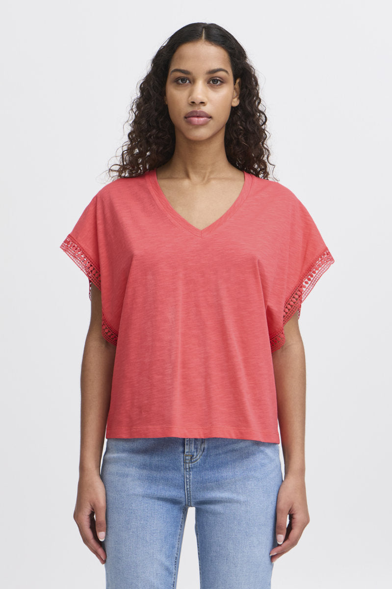 Olya short sleeve top, geranium