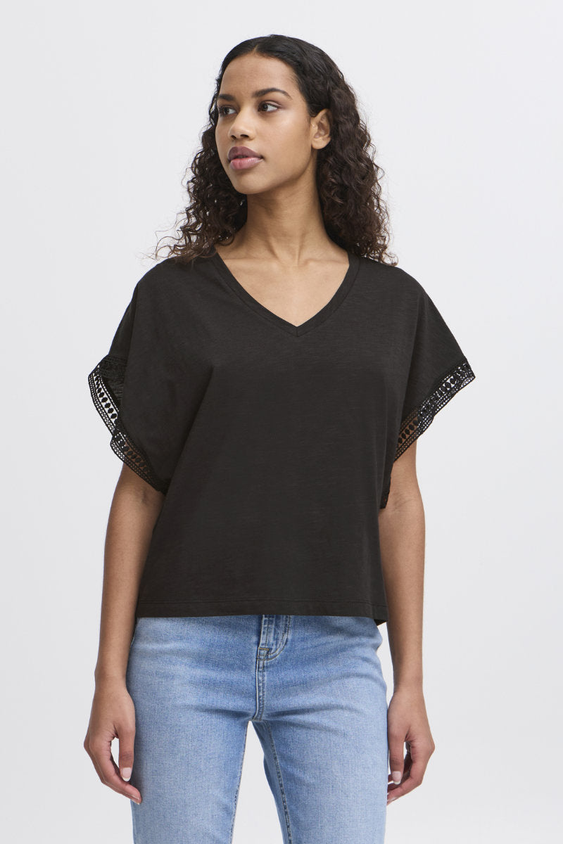 Olya short sleeve top, black