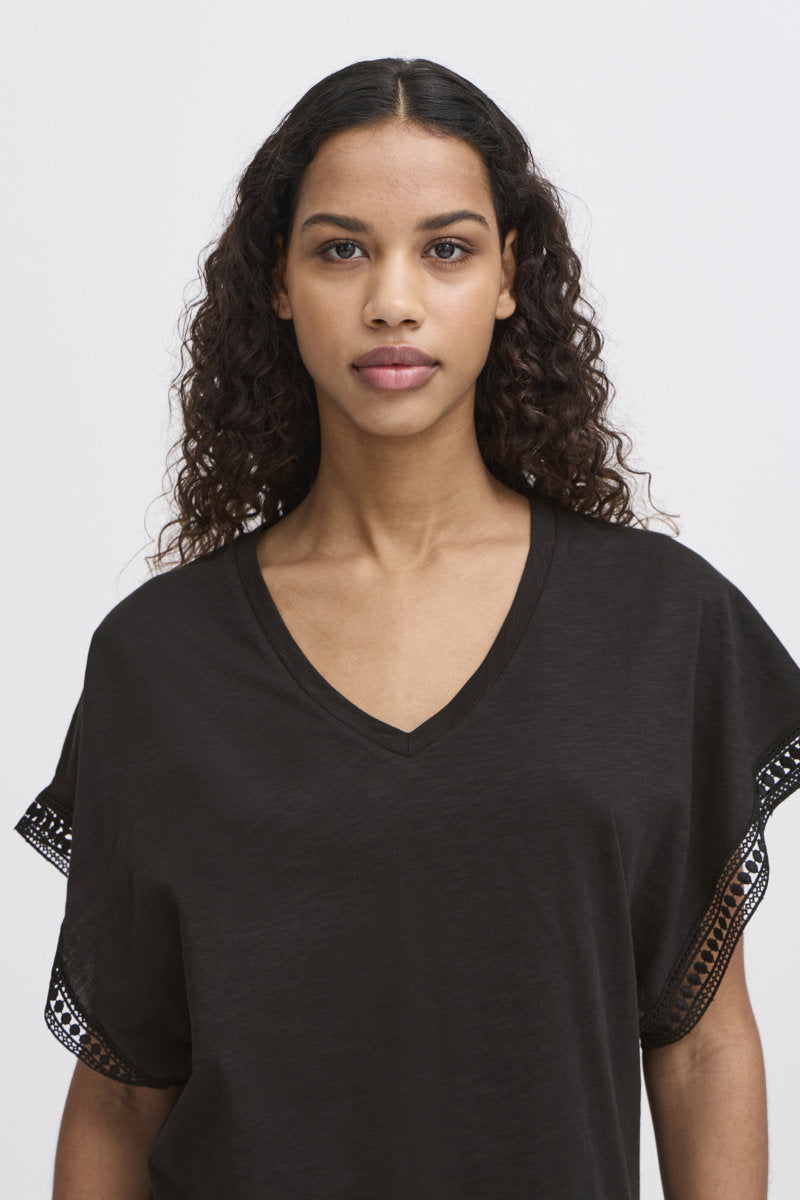 Olya short sleeve top, black