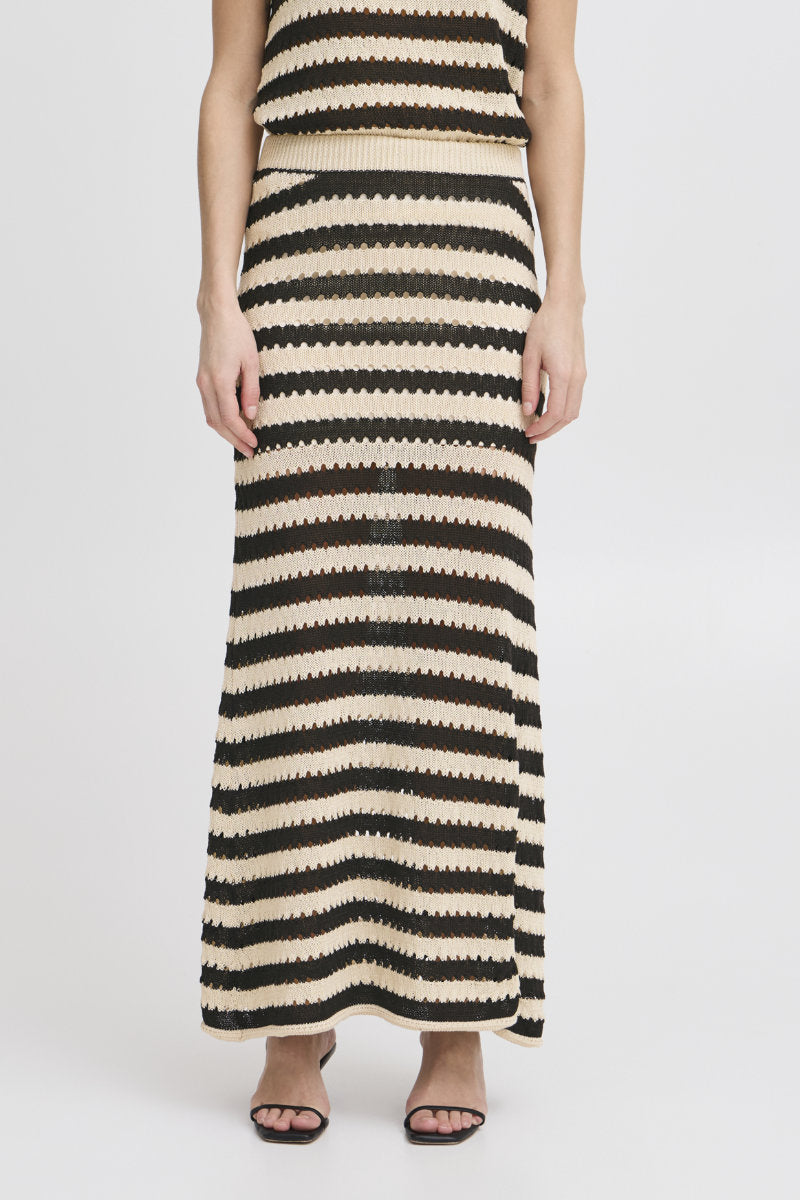 Birdis stripe skirt, black/stone