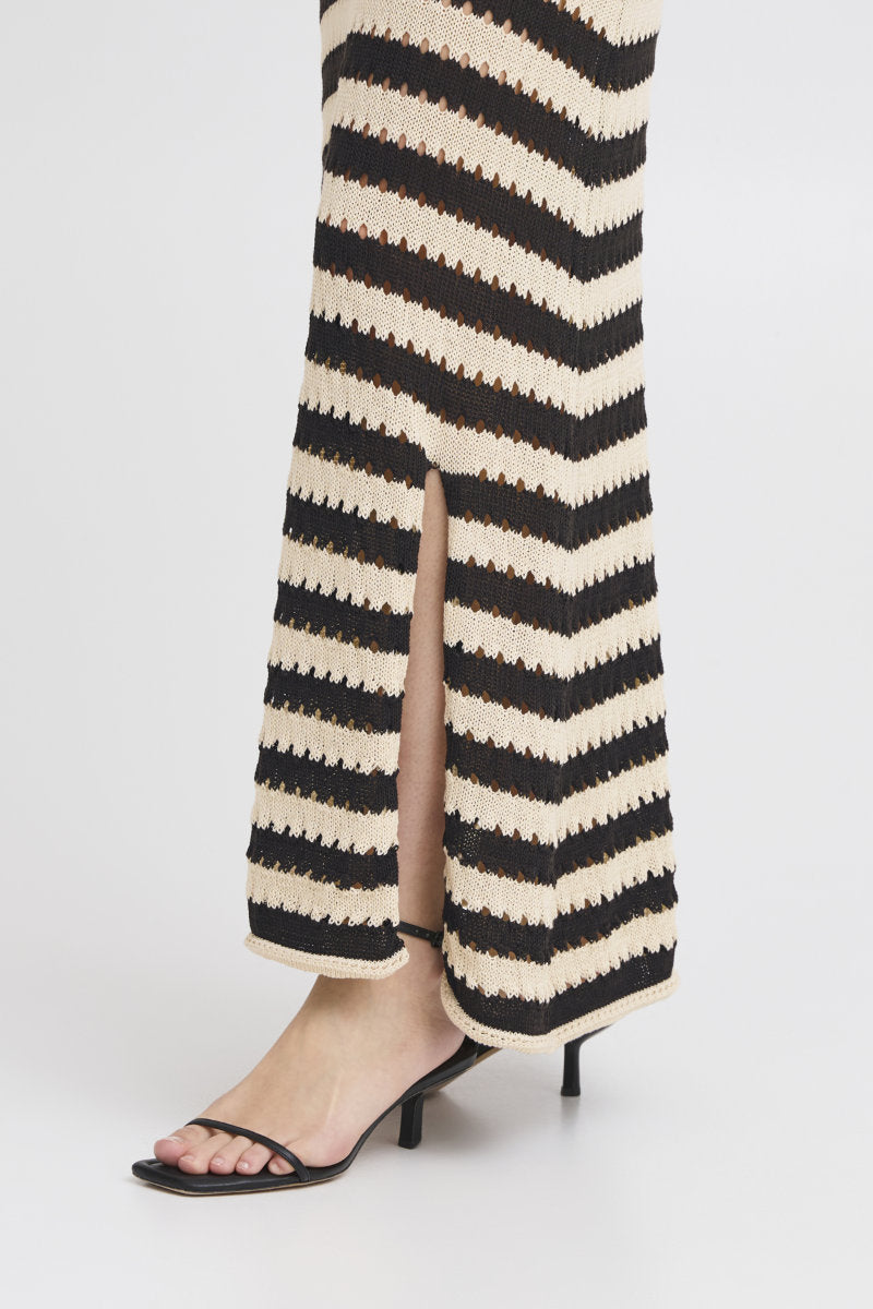 Birdis stripe skirt, black/stone