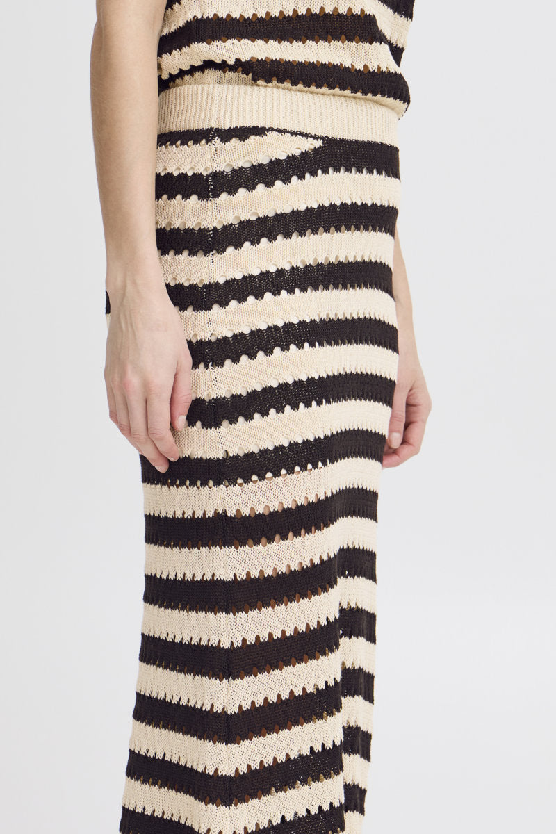 Birdis stripe skirt, black/stone