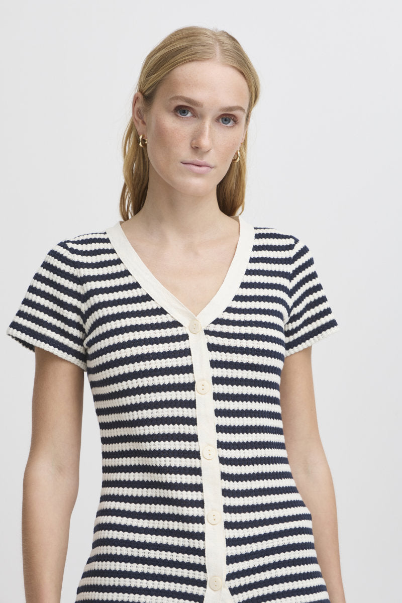 Lorianna stripe top, navy/ivory