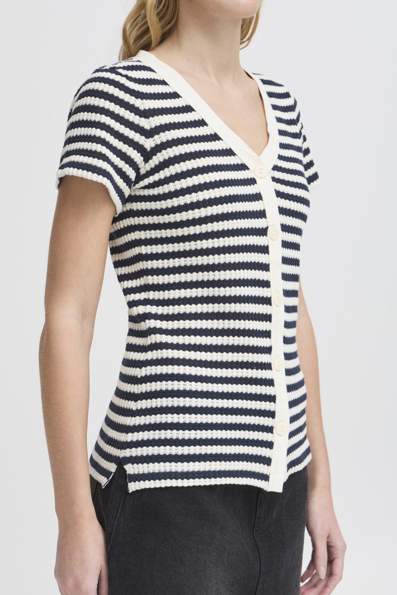 Lorianna stripe top, navy/ivory