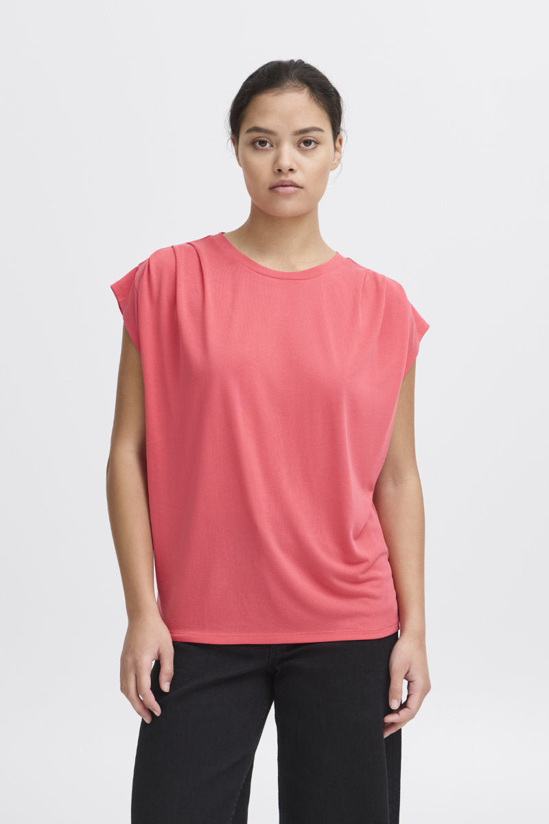 Lisken gathered T shirt, Geranium