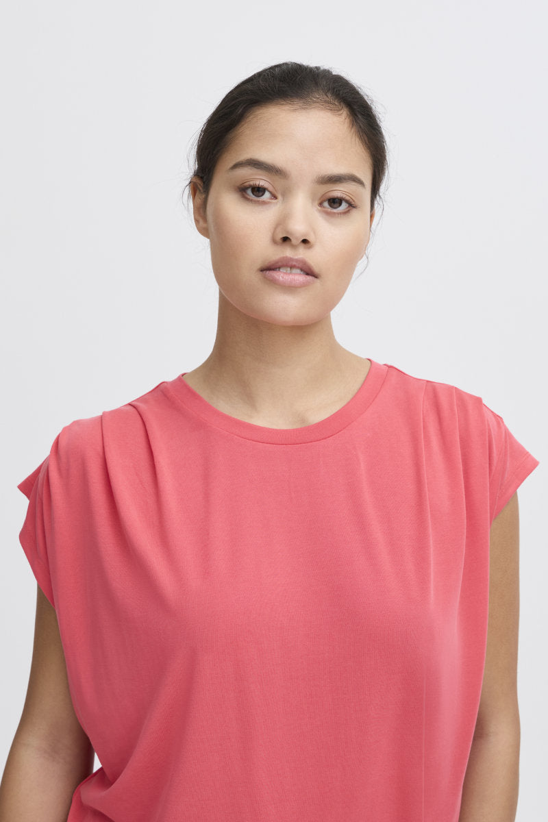 Lisken gathered T shirt, Geranium