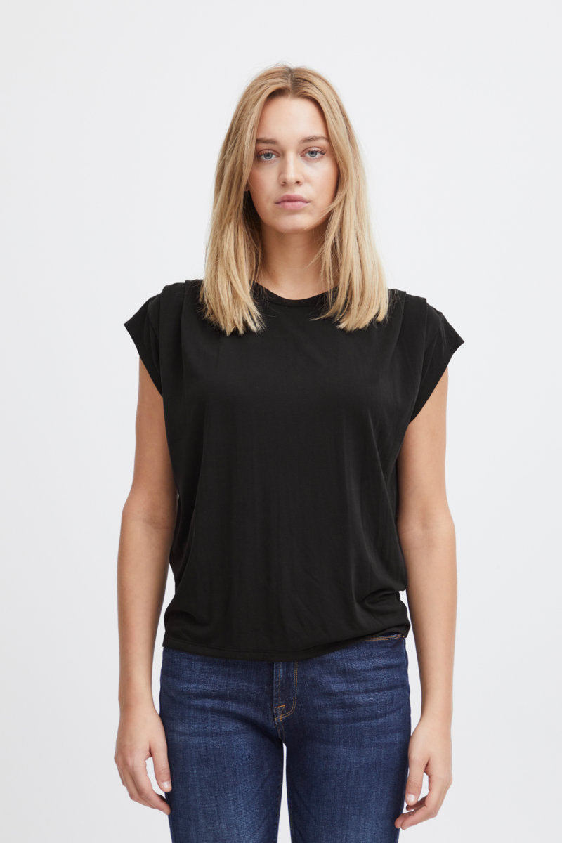 Lisken gathered T shirt, black