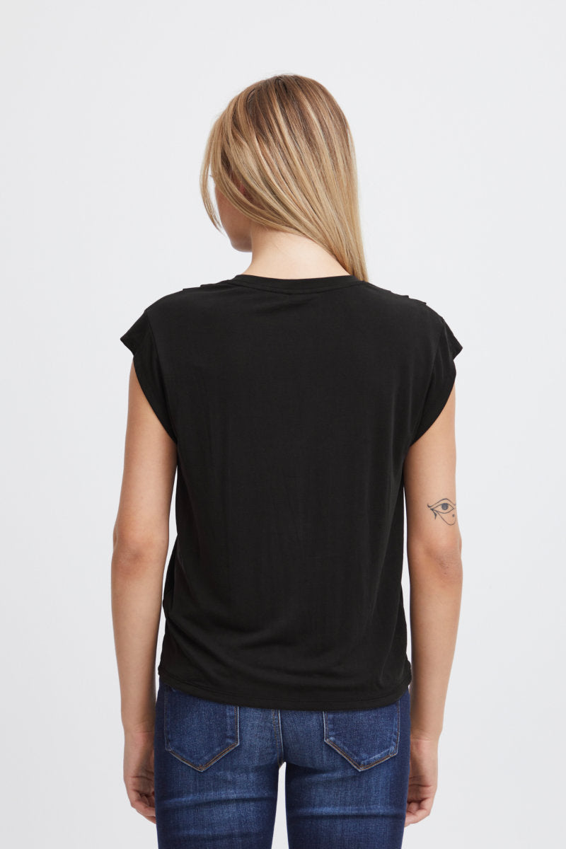 Lisken gathered T shirt, black