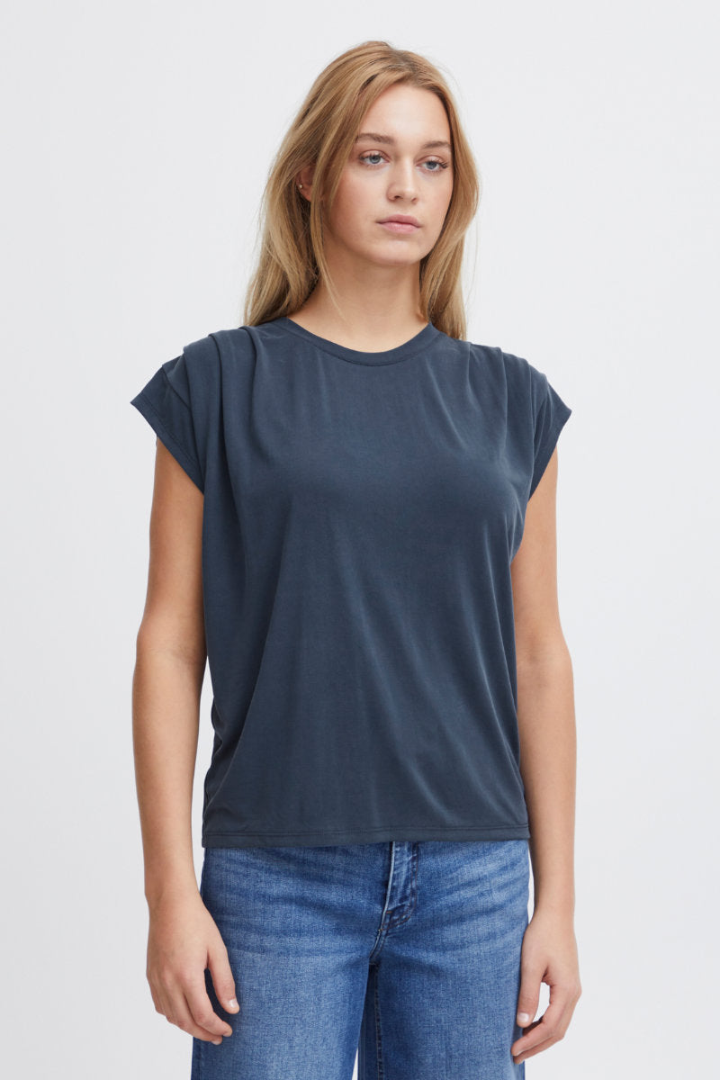 Lisken gathered T shirt, navy