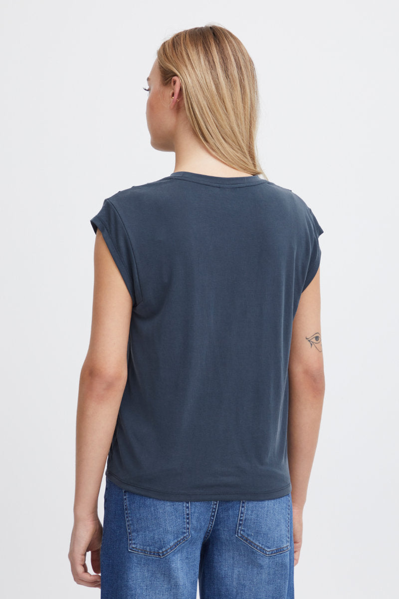 Lisken gathered T shirt, navy