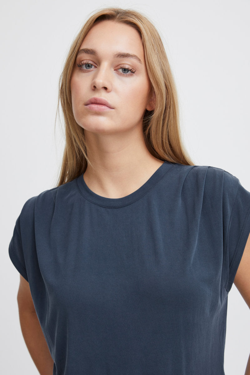 Lisken gathered T shirt, navy