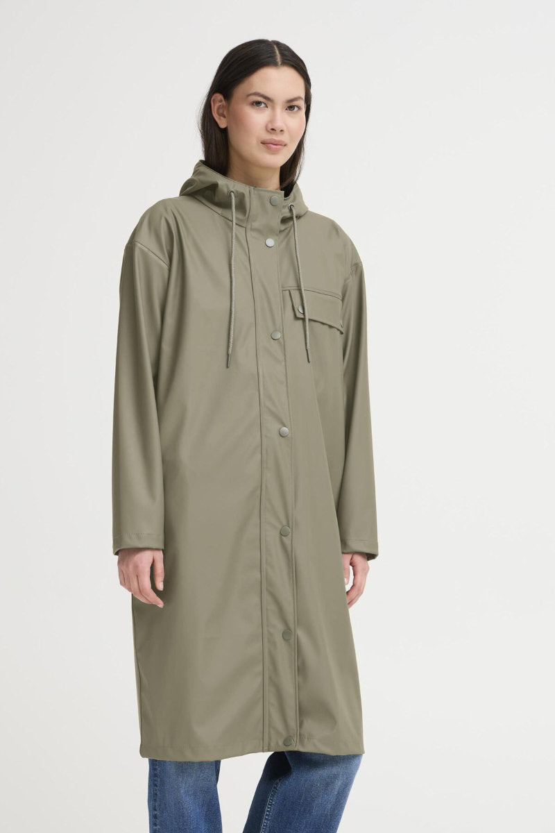 Tazi long raincoat, Sage