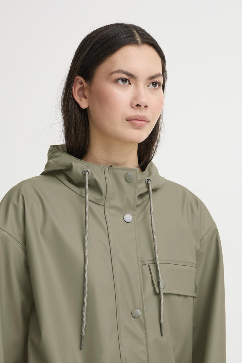 Tazi long raincoat, Sage