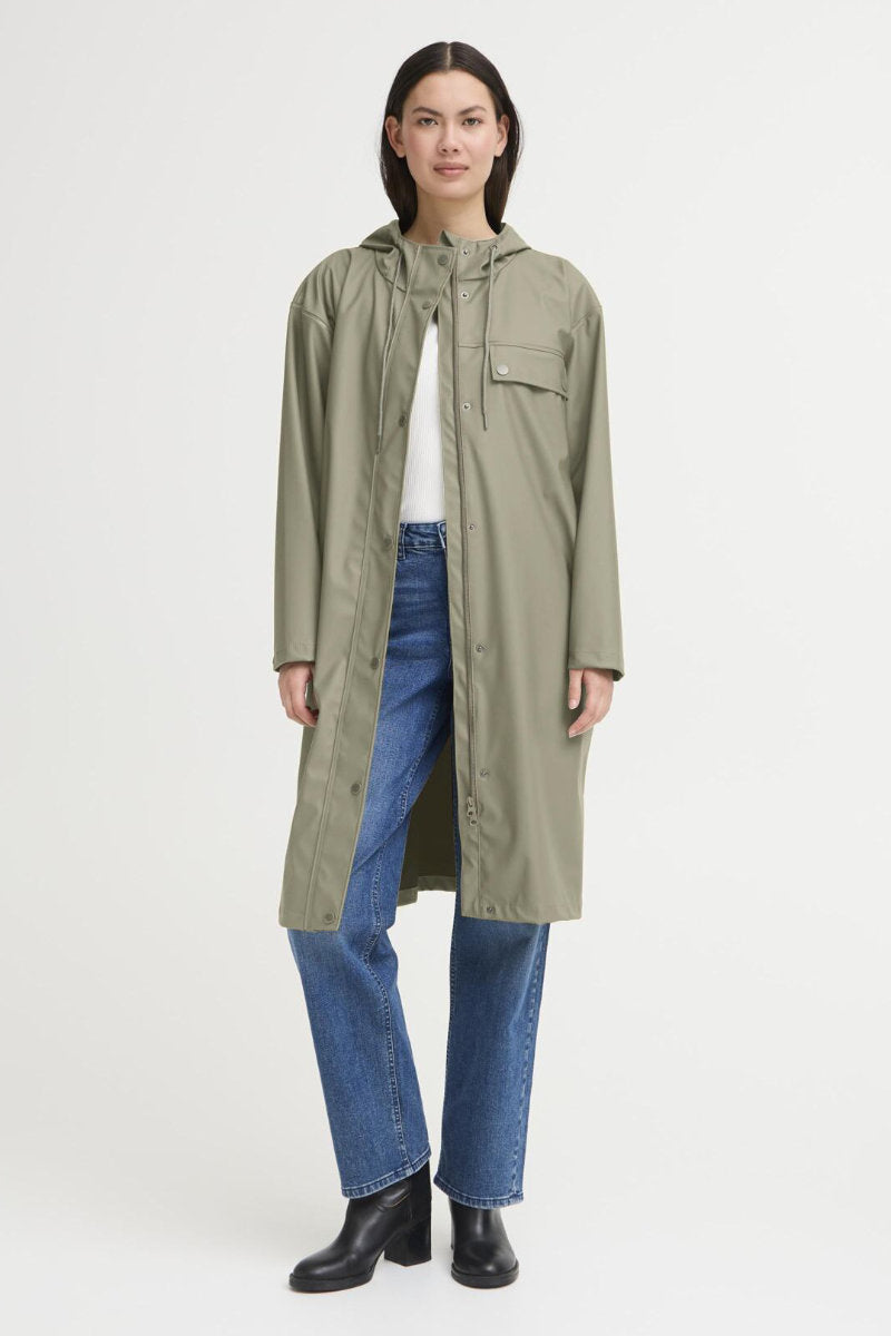 Tazi long raincoat, Sage