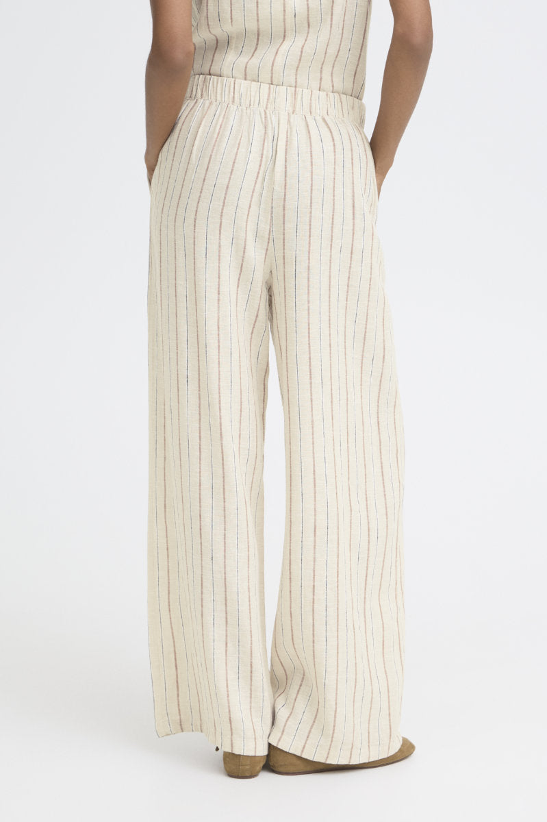 Linno stripe trousers, cream