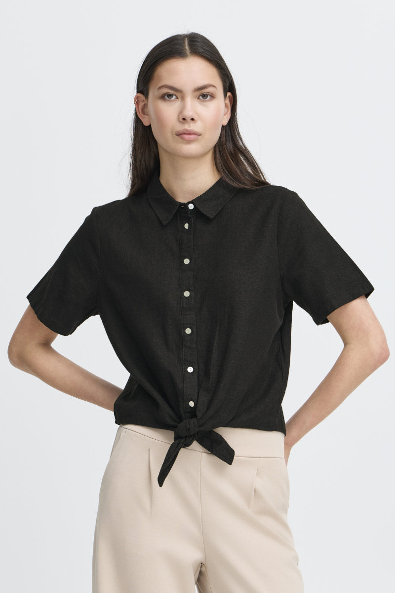 Linno shirt, black