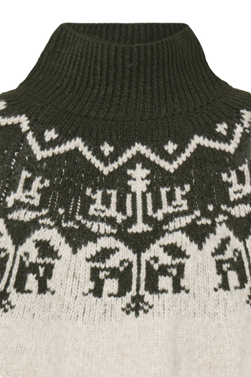 Nalas fairisle jumper, stone olive