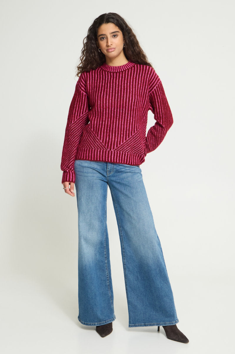 Kamara stripe jumper, berry