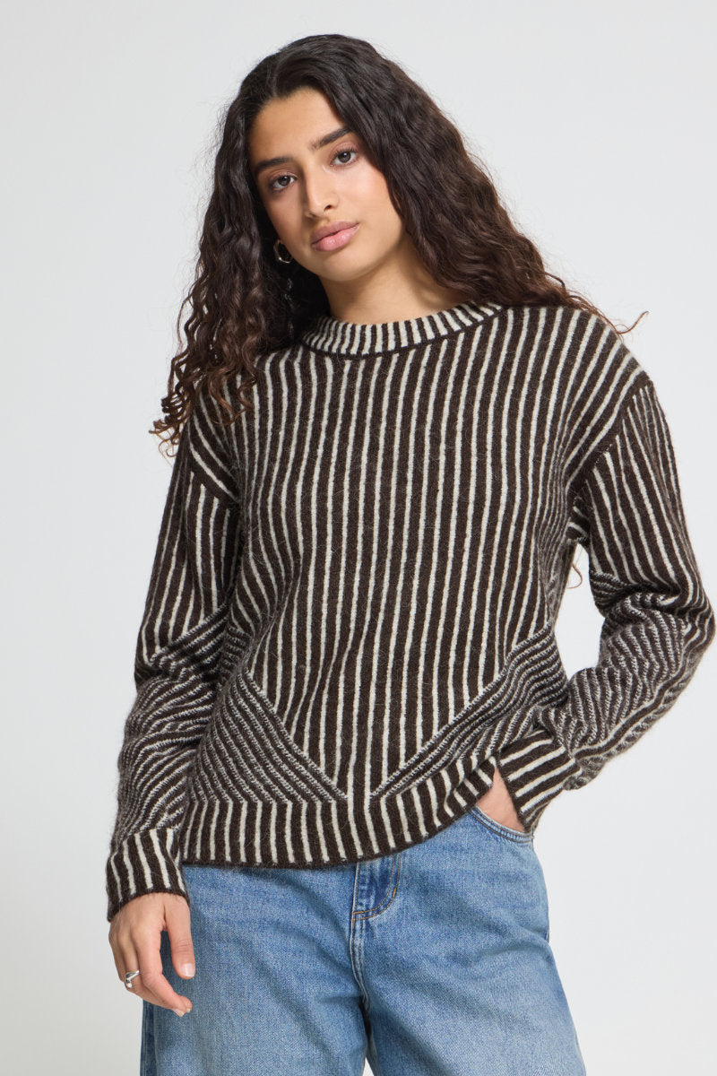Kamara stripe jumper, chocolate