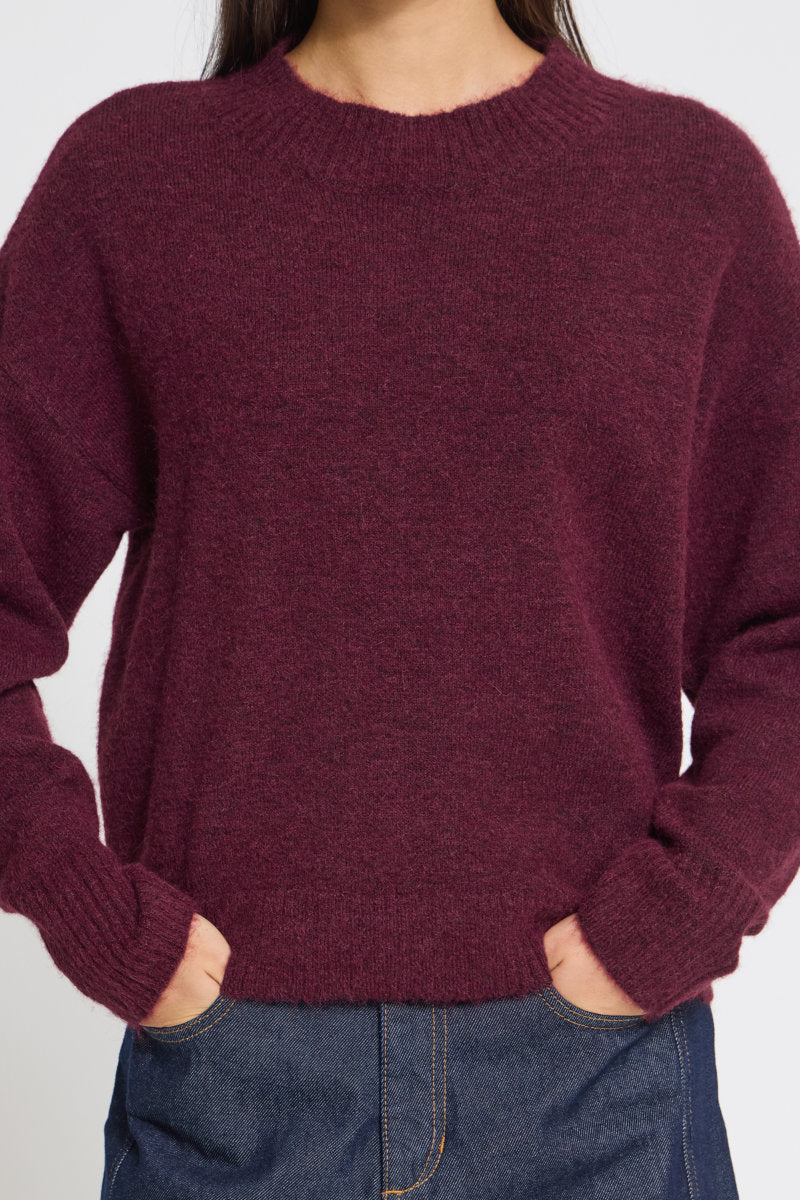 Sage turtle neck jumper, wine