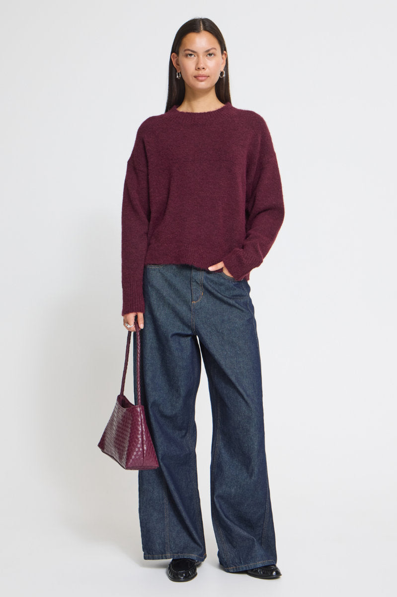 Sage turtle neck jumper, wine