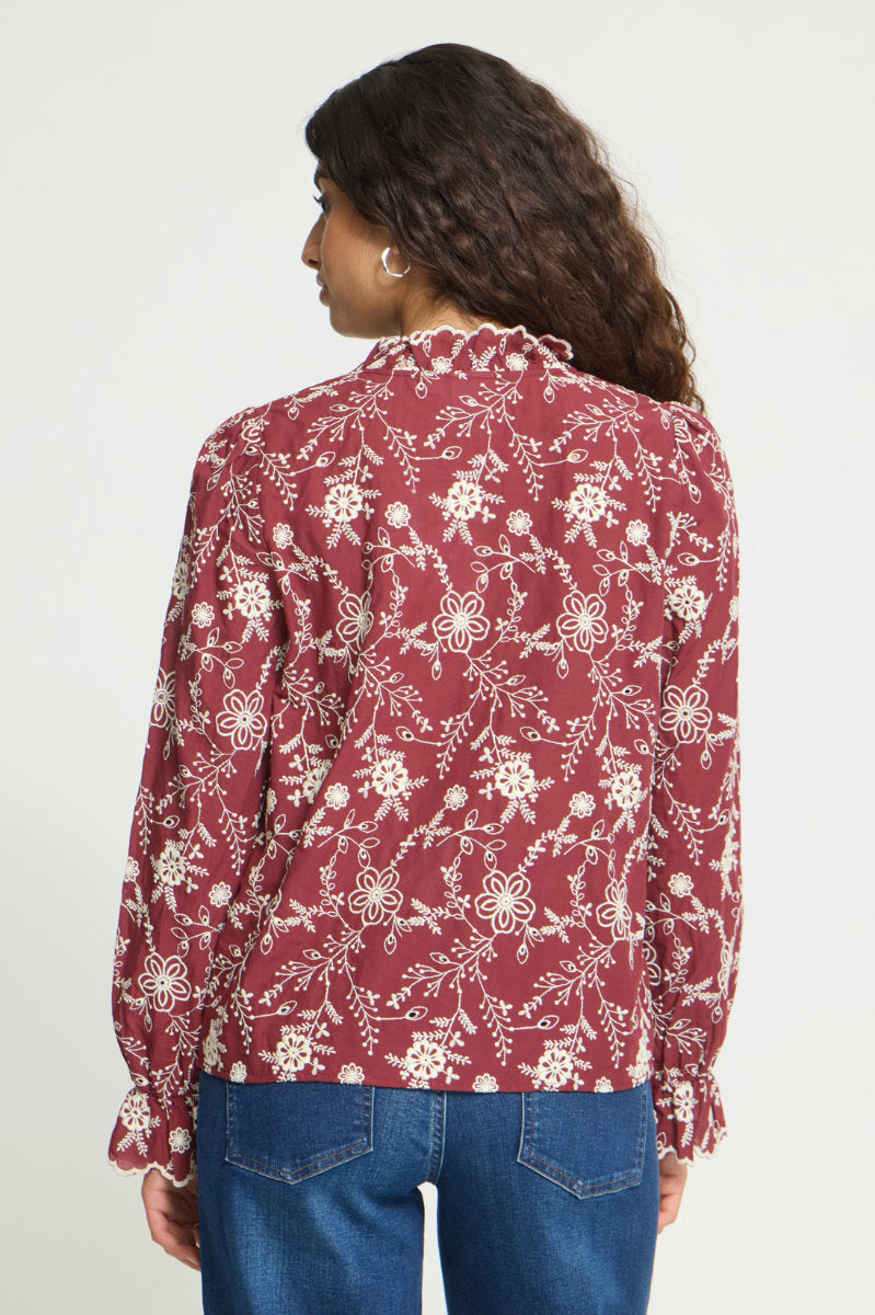 Fulia embroidered blouse, berry