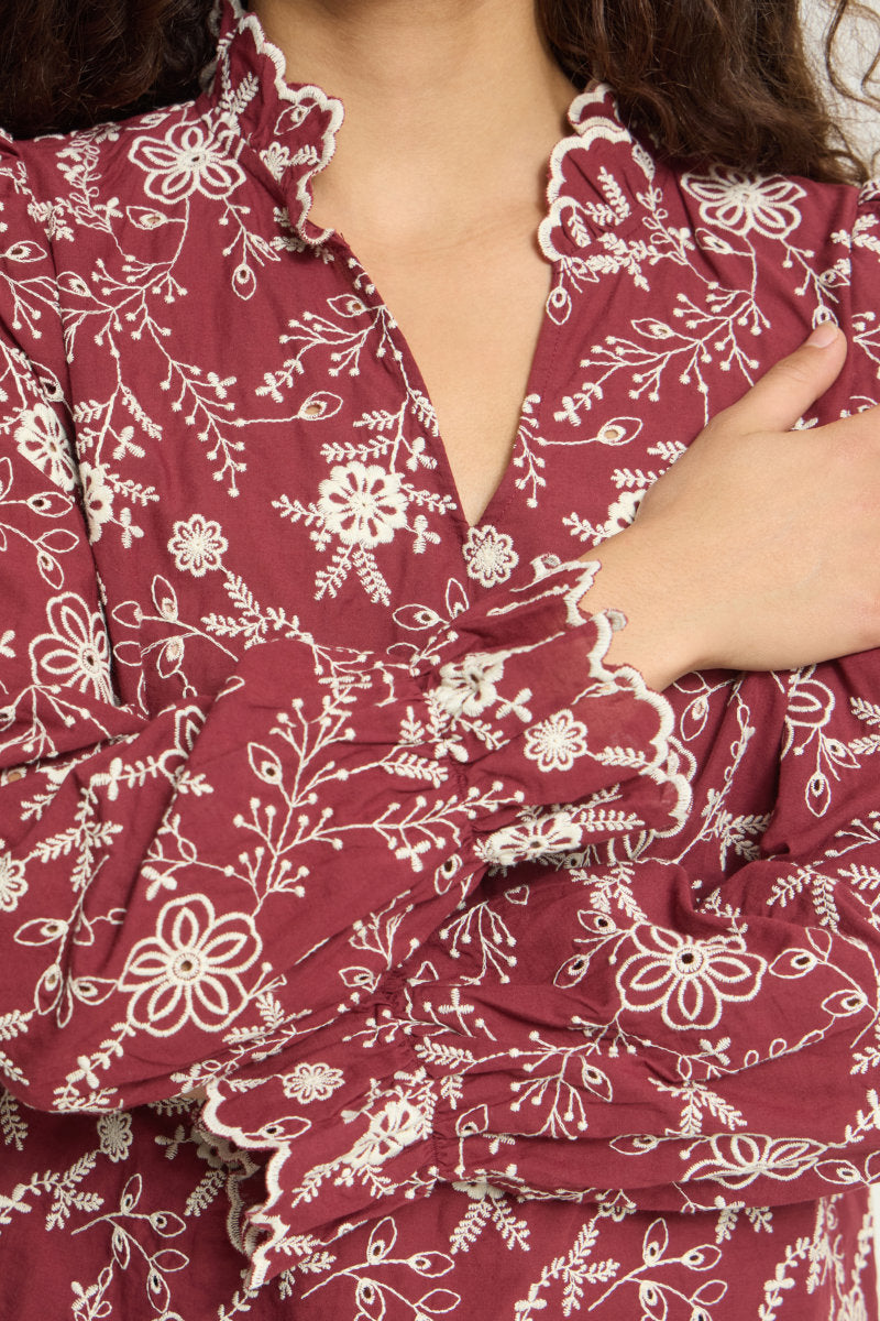 Fulia embroidered blouse, berry