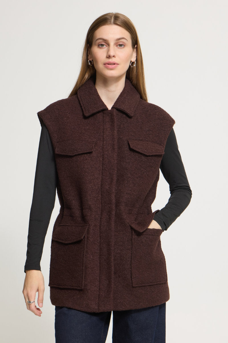 Stipa long waistcoat, brown