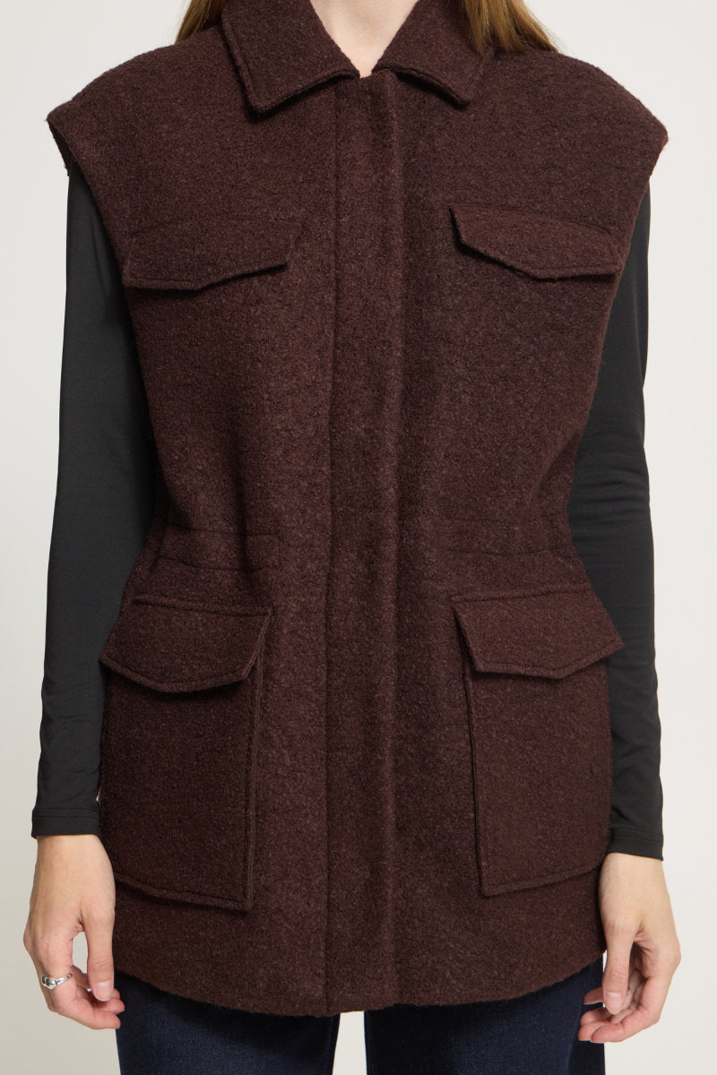 Stipa long waistcoat, brown