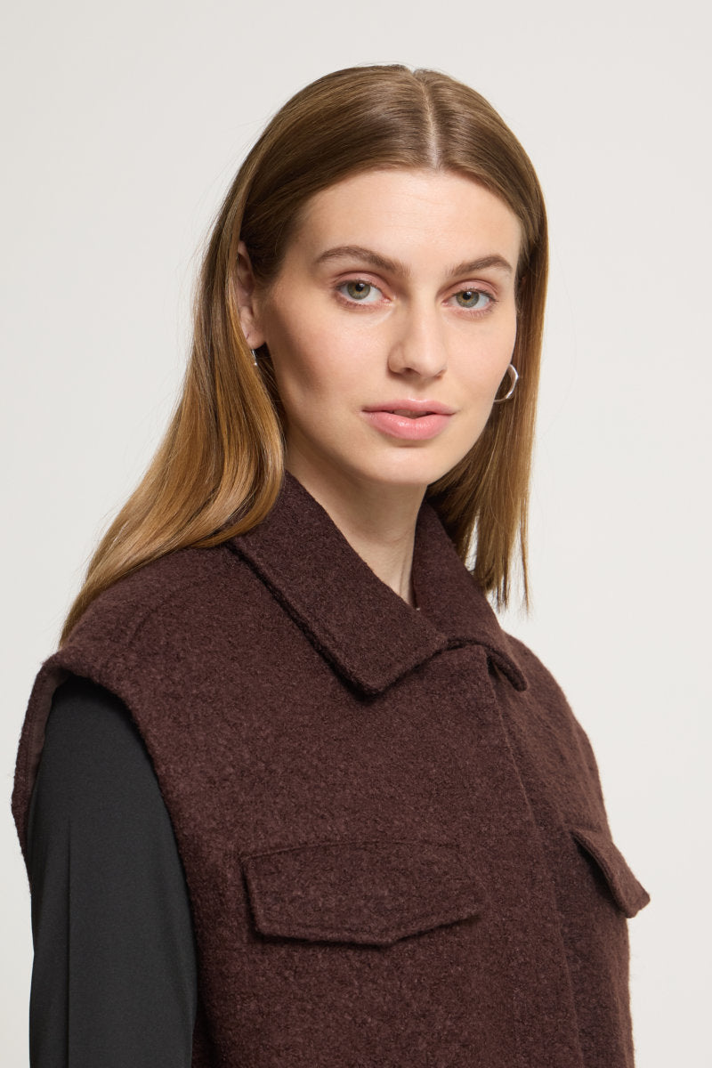 Stipa long waistcoat, brown