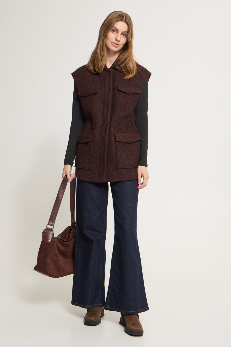 Stipa long waistcoat, brown