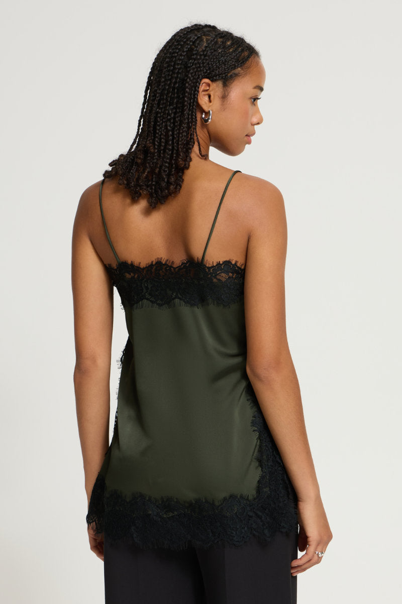 Laccie cami top, dark olive