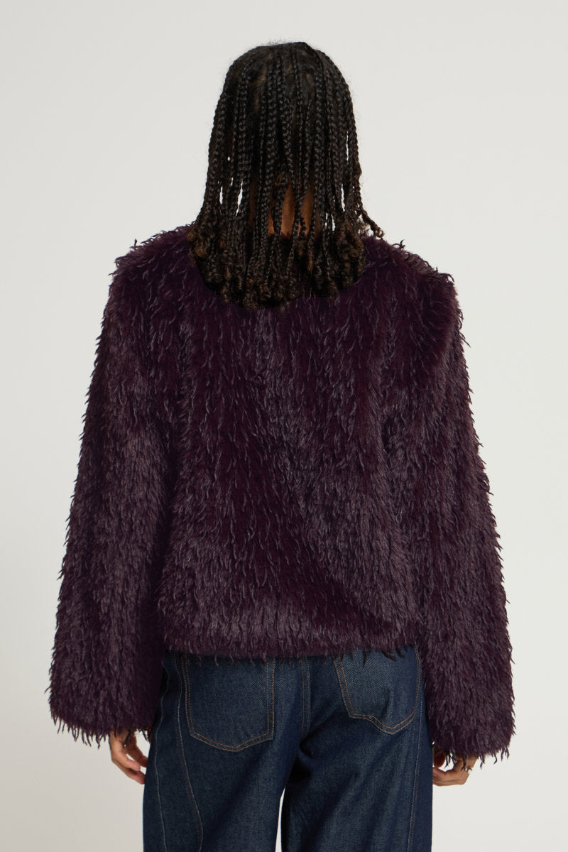 Hazina shaggy jacket, aubergine
