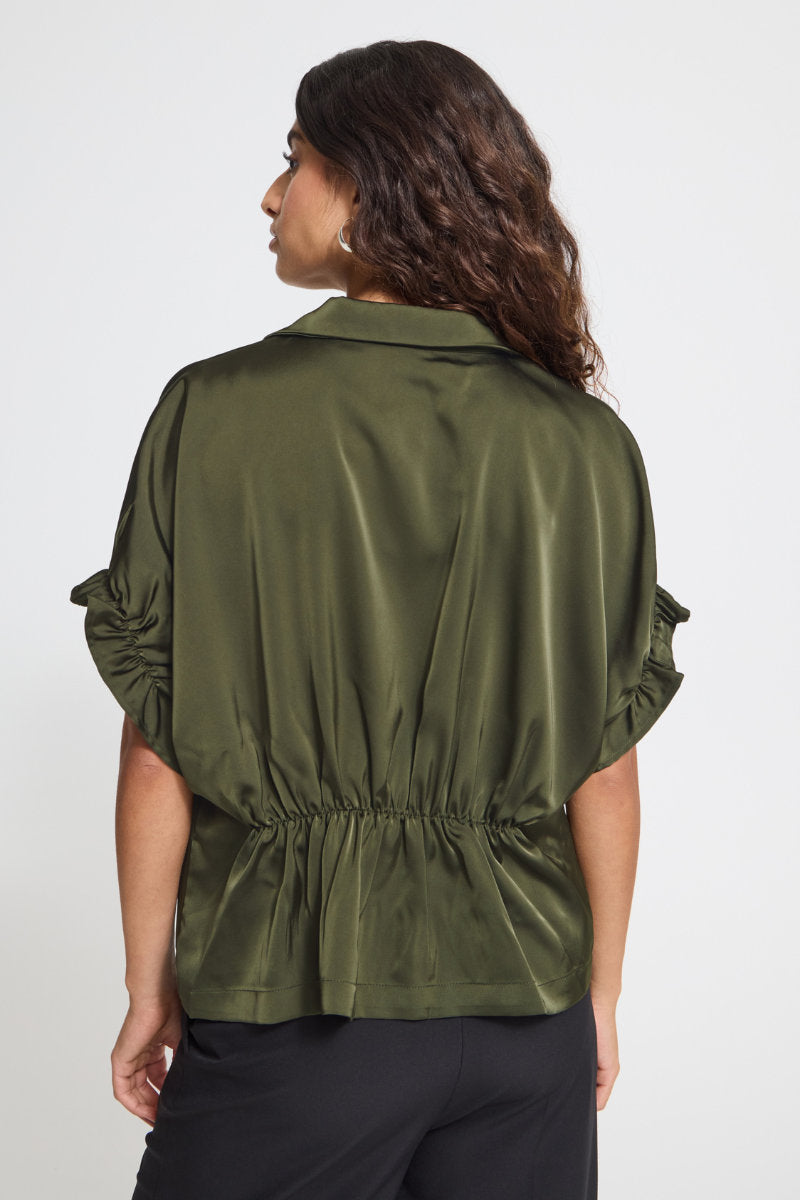 Letta blouse, dark olive