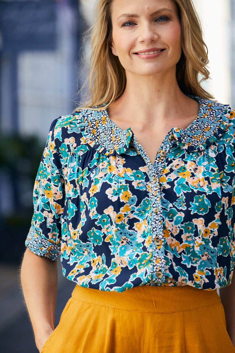 Lotus blouse mix, navy