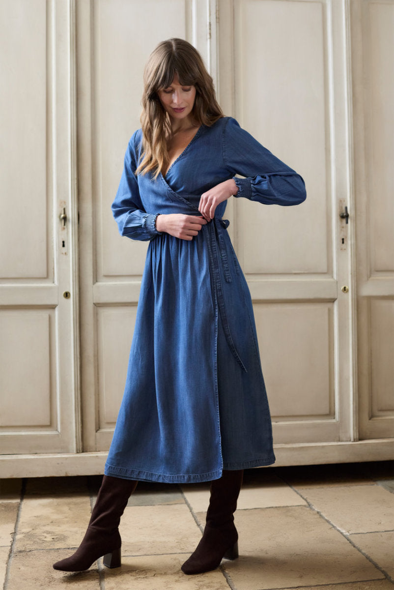 Christie dress, mid denim