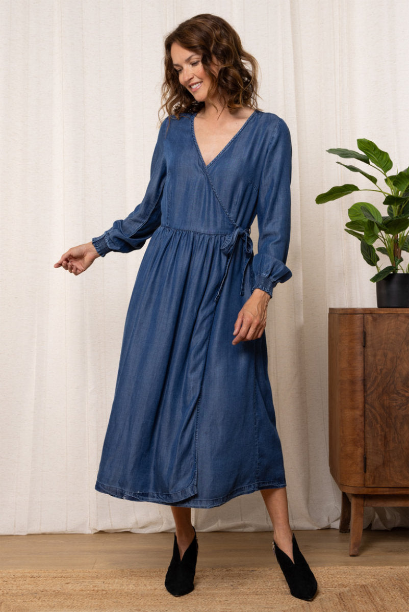 Christie dress, mid denim