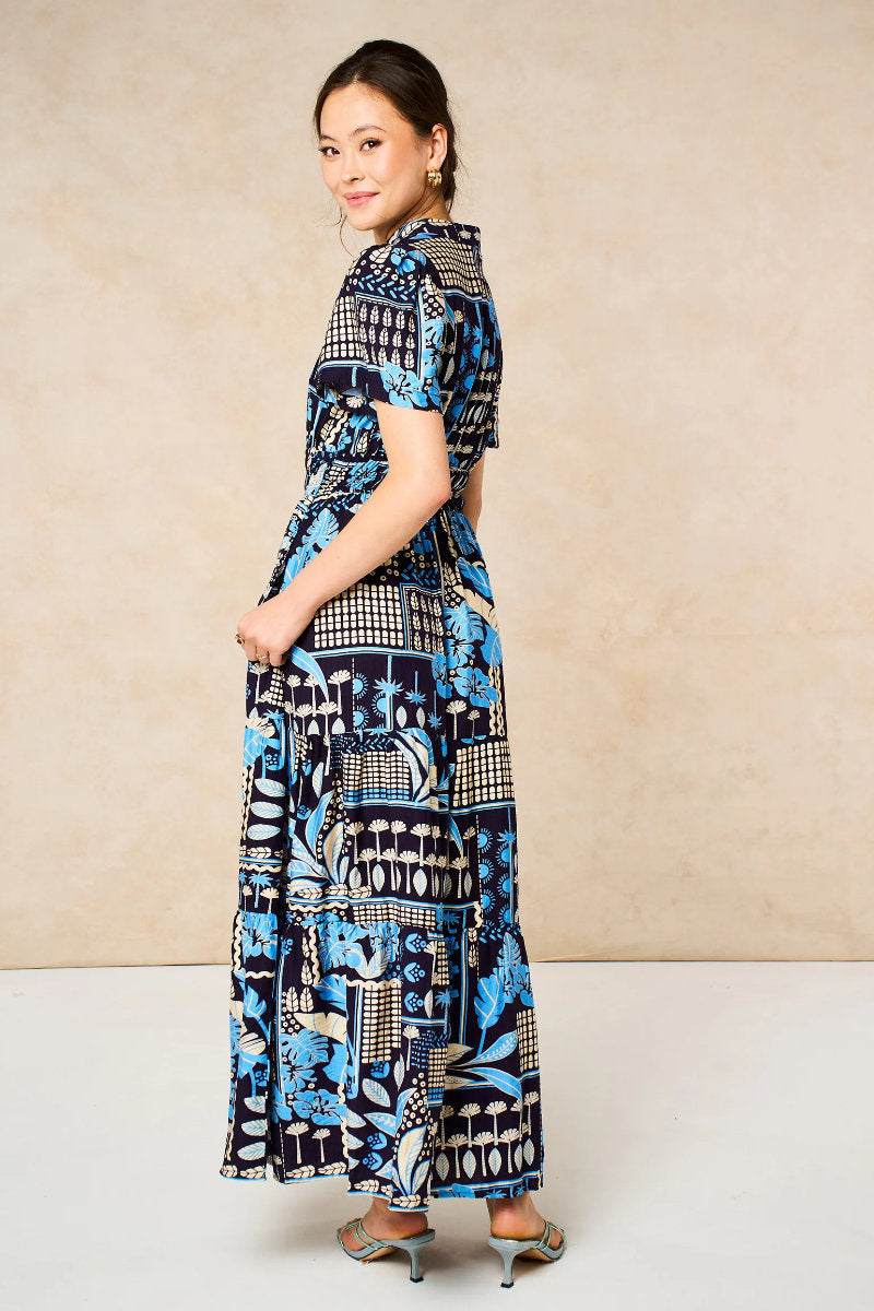 Roxy tiered dress, navy