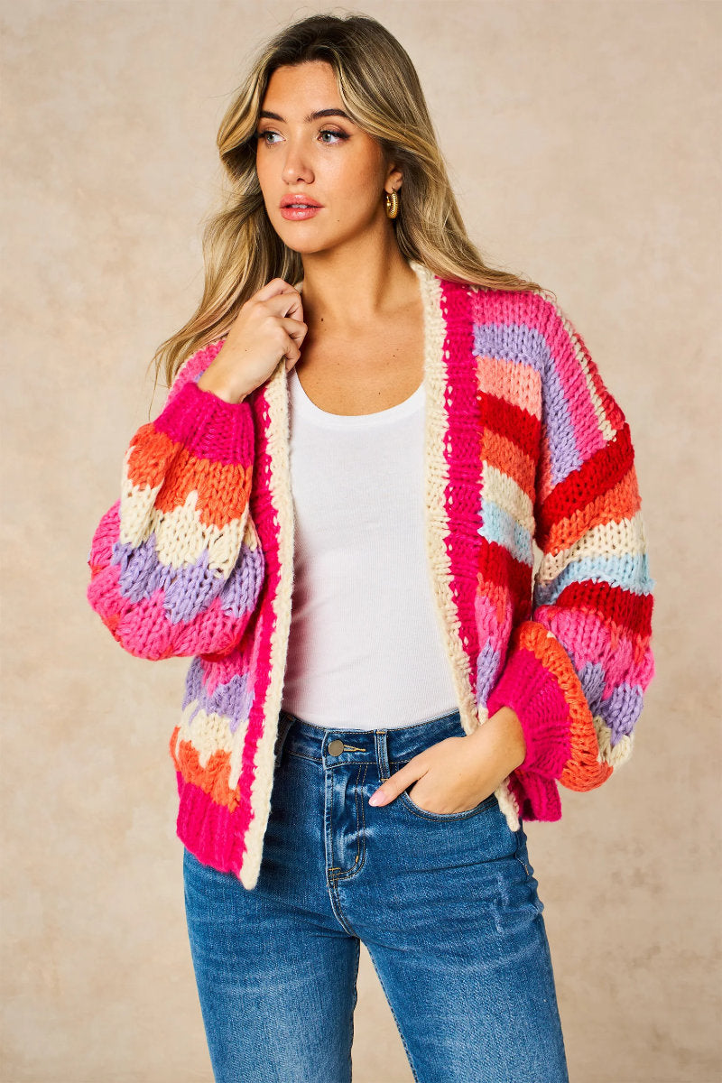 Gracie cardi, red pink