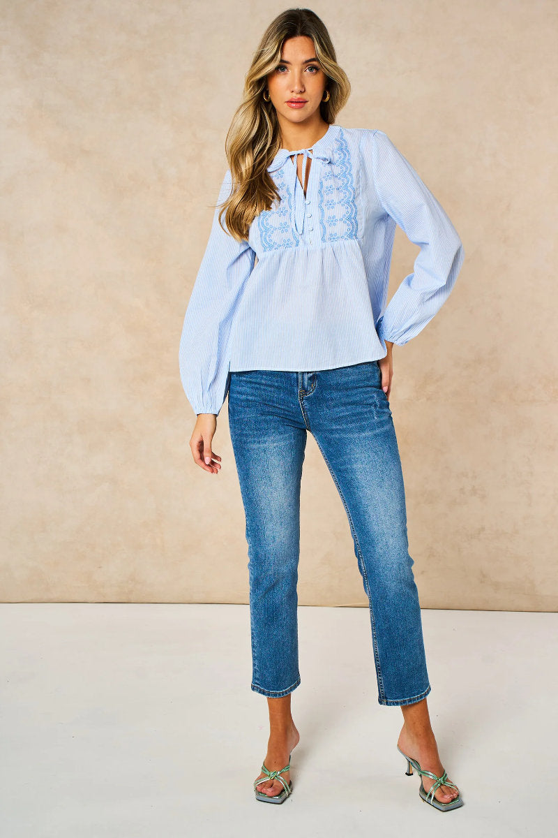 Embroidered shirt, blue
