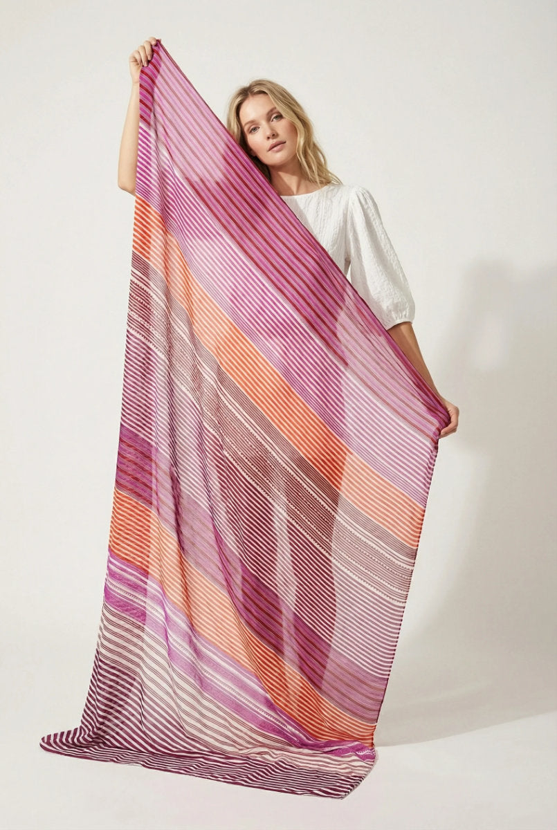 Striped cotton sarong, red