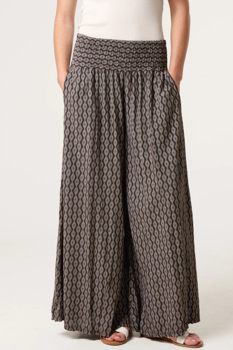 Mandala palazzo pants, brown