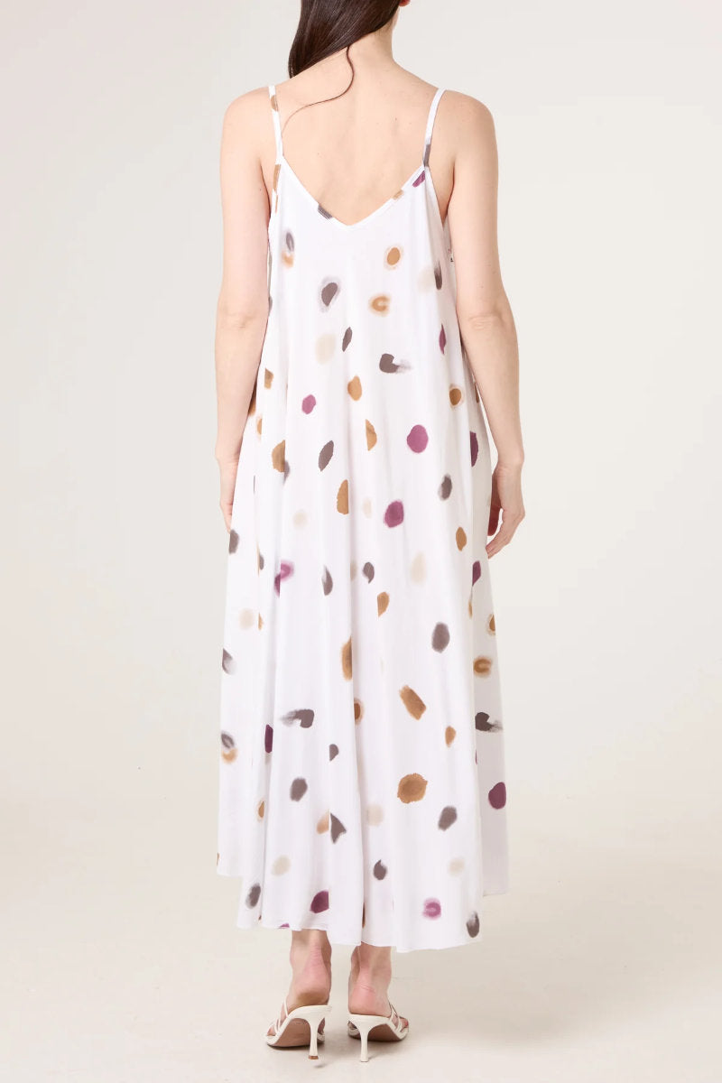 Blurred dot cami dress, white