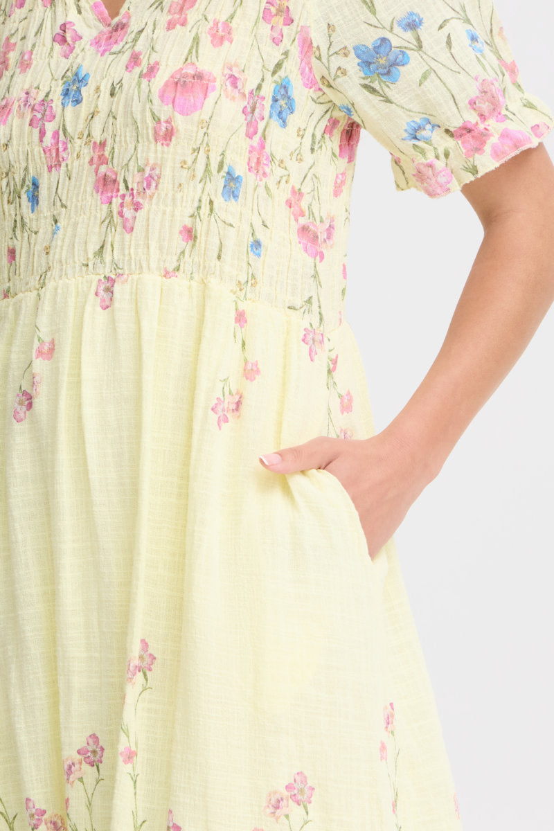 Alexa floral dress, yellow