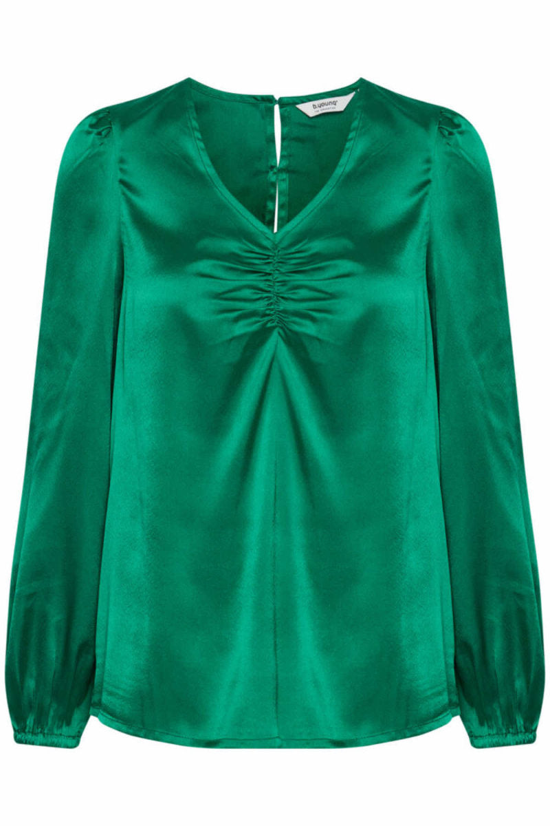 Jonia satin blouse, emerald