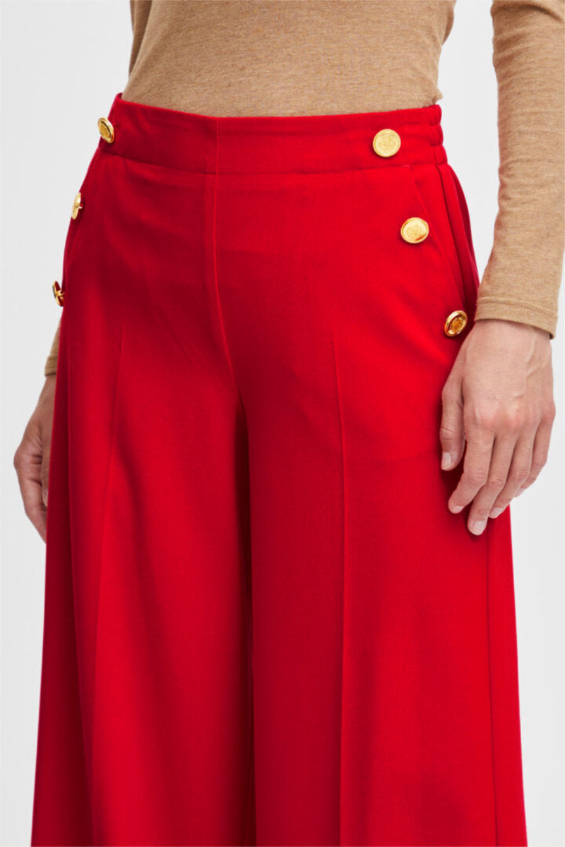 Danta button front trousers, red