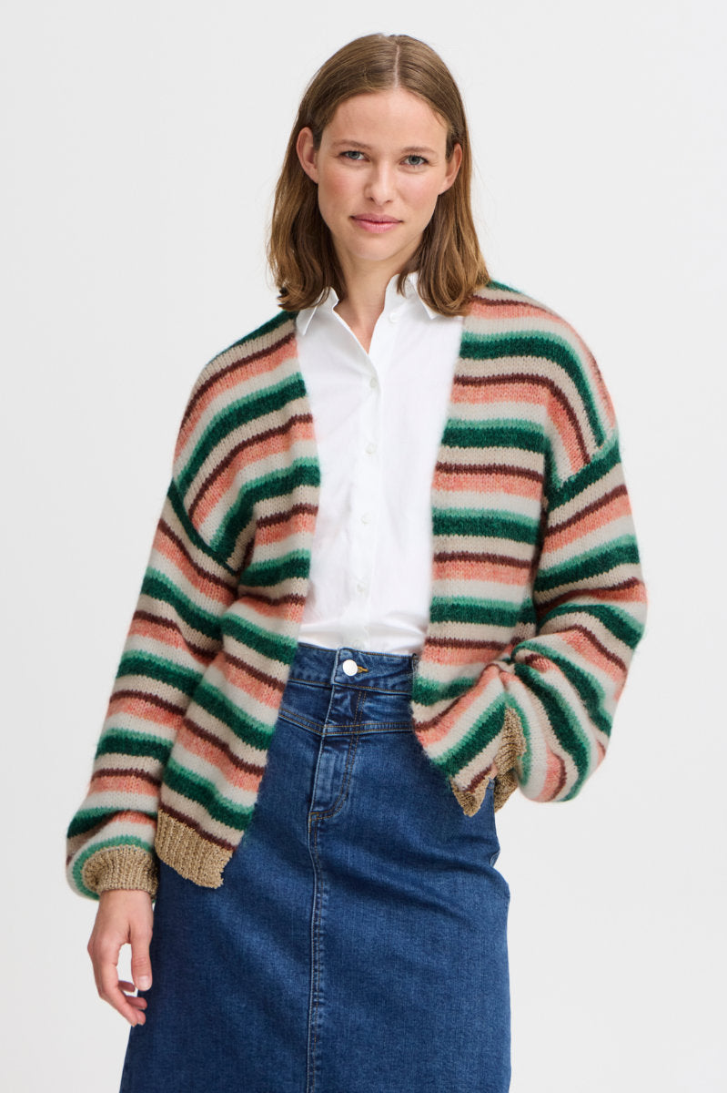 Onero striped cardigan, spruce green