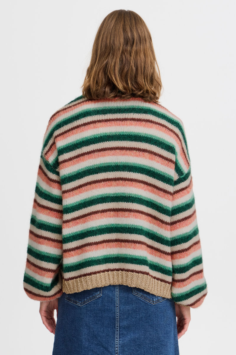 Onero striped cardigan, spruce green