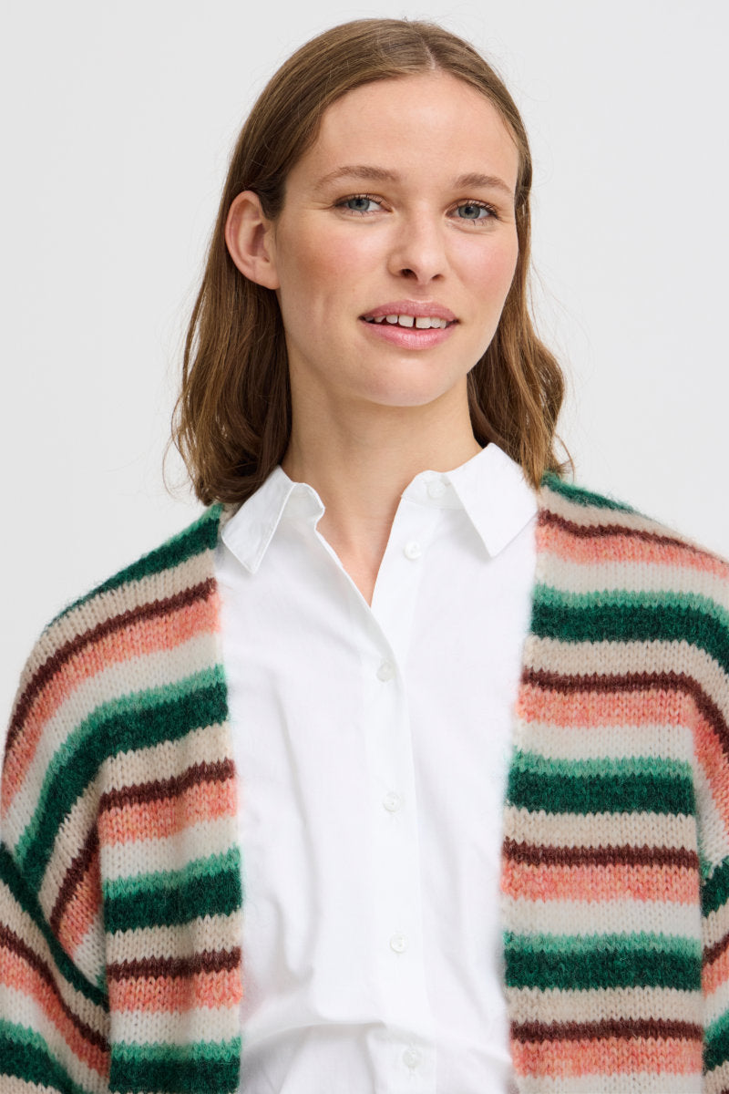 Onero striped cardigan, spruce green